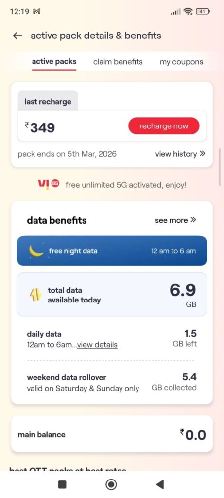 Vi Data Available Today in Vi APP